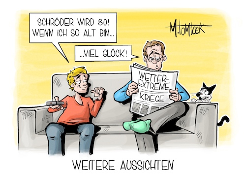 Cartoon: Weitere Aussichten (medium) by Mirco Tomicek tagged altkanzler,kanzler,gerhard,schröder,80,jahre,alt,geburtstag,spd,wetter,unwetter,extremwetter,saharastaub,tornado,wind,sturm,hitze,sonne,wetterlage,krieg,kriege,ukraine,karikatur,pressekarikatur,cartoon,mirco,tomicek,altkanzler,kanzler,gerhard,schröder,80,jahre,alt,geburtstag,spd,wetter,unwetter,extremwetter,saharastaub,tornado,wind,sturm,hitze,sonne,wetterlage,krieg,kriege,ukraine,karikatur,pressekarikatur,cartoon,mirco,tomicek