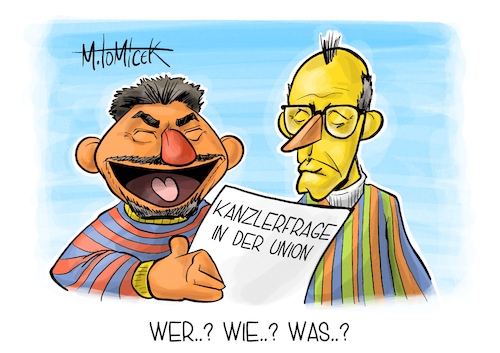 Cartoon: Wer..? Wie..? Was..? (medium) by Mirco Tomicek tagged kanzlerfrage,kfrage,union,cdu,csu,markus,söder,friedrich,merz,kanzleramt,landtagswahlen,wahlen,wahl,sachsen,thürungen,sesamstraße,cartoon,karikatur,pressekarikatur,mirco,tomicek,kanzlerfrage,kfrage,union,cdu,csu,markus,söder,friedrich,merz,kanzleramt,landtagswahlen,wahlen,wahl,sachsen,thürungen,sesamstraße,cartoon,karikatur,pressekarikatur,mirco,tomicek