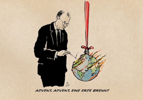 Cartoon: Advent Advent (medium) by Guido Kuehn tagged klima,union,merz,advent,klima,union,merz