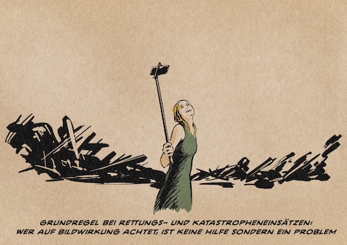 Cartoon: Bildwirkung (medium) by Guido Kuehn tagged laschet,flut,katastrophetouristen,laschet,flut,katastrophetouristen