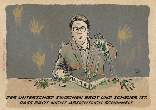 Cartoon: brot kann schimmeln (medium) by Guido Kuehn tagged scheuer,maut,scheuer,maut