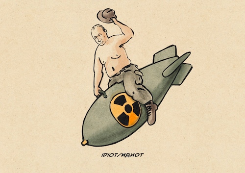 Cartoon: Der Idiot (medium) by Guido Kuehn tagged putin,russland,ukraine,atomare,drohung,putin,russland,ukraine,atomare,drohung