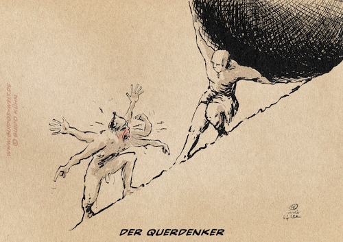 Cartoon: Der Querdenker (medium) by Guido Kuehn tagged corona,covid,covioten,hygienedemo,corona,covid,covioten,hygienedemo