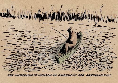 Cartoon: Der unberührte Mensch (medium) by Guido Kuehn tagged oder,ökozid,fischsterben,umweltverbrechen,umweltkatastrophe,oder,ökozid,fischsterben,umweltverbrechen,umweltkatastrophe