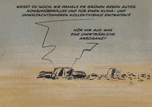 Cartoon: Die unerträgliche Arroganz (medium) by Guido Kuehn tagged grüne,baerbock,umwelt,auto,benzinpreis,klima,konsum,menschheit,zukunft,grüne,baerbock,umwelt,auto,benzinpreis,klima,konsum,menschheit,zukunft