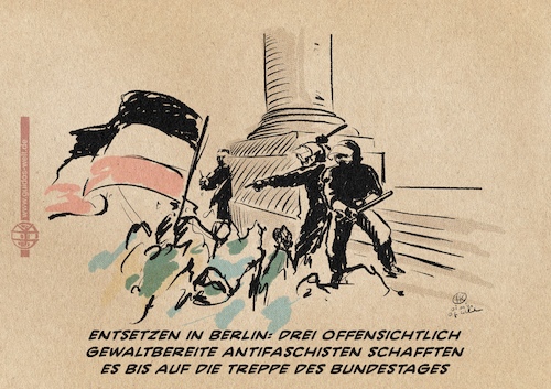 Cartoon: Entsetzen in Berlin (medium) by Guido Kuehn tagged berlin,reichstag,polizei,antifa,antifaschismus,nazis,berlin,reichstag,polizei,antifa,antifaschismus,nazis