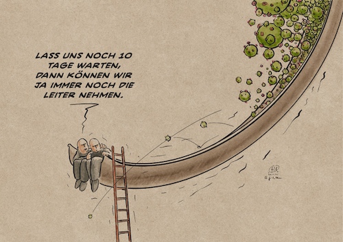 Cartoon: Erstmal abwarten (medium) by Guido Kuehn tagged corona,ampel,lockdown,corona,ampel,lockdown