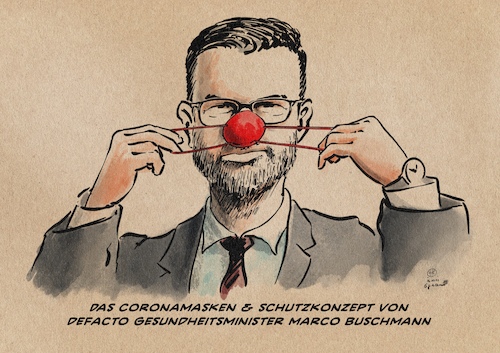 Cartoon: Gesundheitsminister Buschmann (medium) by Guido Kuehn tagged buschmann,corona,masken,impfen,buschmann,corona,masken,impfen