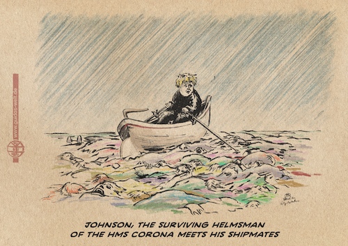 Cartoon: Helmsman Johnson (medium) by Guido Kuehn tagged boris,johnson,great,britain,uk,england,corona,covid,europe,eu,brexit,nhs,boris,johnson,great,britain,uk,england,corona,covid,europe,eu,brexit,nhs