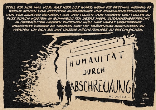 Cartoon: Humanität (medium) by Guido Kuehn tagged seehofer,union,cdu,csu,moria,flucht,migration,seehofer,union,cdu,csu,moria,flucht,migration