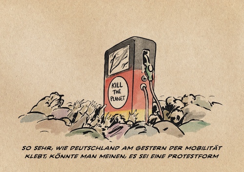 Cartoon: Klima-kleber (medium) by Guido Kuehn tagged klima,mobilität,klima,mobilität