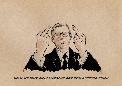 Cartoon: Melnyks Krieg (medium) by Guido Kuehn tagged melnyk,krieg,ukraine,russland,deutschland,scholz,steinmeier,diplomatie,melnyk,krieg,ukraine,russland,deutschland,scholz,steinmeier,diplomatie