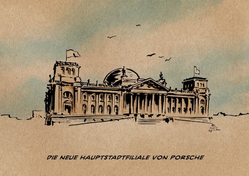 Cartoon: Porschefiliale (medium) by Guido Kuehn tagged porsche,fdp,lindner,porsche,fdp,lindner