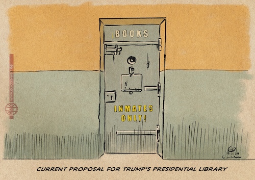 Cartoon: Presidential Library (medium) by Guido Kuehn tagged trump,usa,election,trump,usa,election