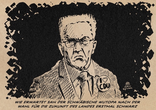Cartoon: Schwarzgrün (medium) by Guido Kuehn tagged cdu,grüne,baden,württemberg,schwarz,grün,koalition,kretschmann,cdu,grüne,baden,württemberg,schwarz,grün,koalition,kretschmann