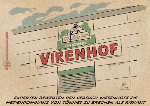 Cartoon: Virenhof (medium) by Guido Kuehn tagged wiesenhof,tönnies,corona,laschet,nrw,wiesenhof,tönnies,corona,laschet,nrw