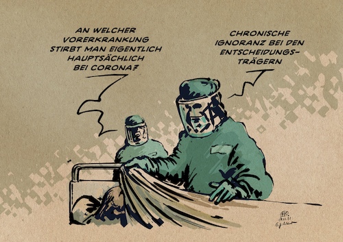 Cartoon: Vorerkrankung (medium) by Guido Kuehn tagged corona,covid,inzidenz,welle,corona,covid,inzidenz,welle