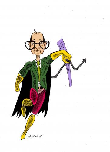 Cartoon: green man (medium) by oursoula tagged economy,greenspan,alan