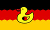 Cartoon: german duck (small) by poleev tagged ente hoax canard yellow duck germany deutschland flag black red