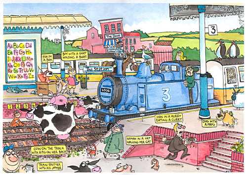 Cartoon: The railway station (medium) by dotmund tagged railway,station