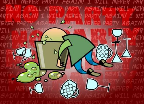 Cartoon: No Party (medium) by gnurf tagged hangover,puke,drinks,party,bucket
