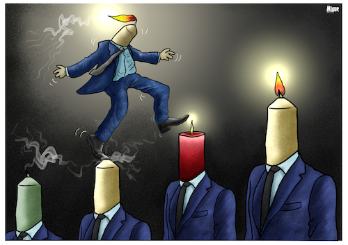 Cartoon: Climbing (medium) by miguelmorales tagged job,promote,candle,light,improve,envy,job,promote,candle,light,improve,envy