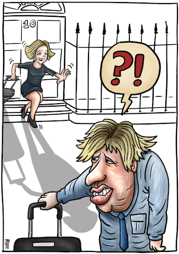 Cartoon: Liz Truss resigns (medium) by miguelmorales tagged liz,truss,resigns,boris,jhonson,prime,minister,uk,liz,truss,resigns,boris,jhonson,prime,minister,uk