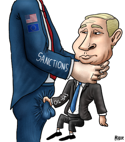 Cartoon: Sanctions on Russia (medium) by miguelmorales tagged russia,sanctions,oil,gas,shortage,eu,ukraine,war,conflict,russia,sanctions,oil,gas,shortage,eu,ukraine,war,conflict