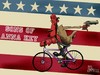 Cartoon: Wrong character Mr Perlman ! (small) by campbell tagged sons of anarchy hellboy ron perlman bicycle flags fantasy parody