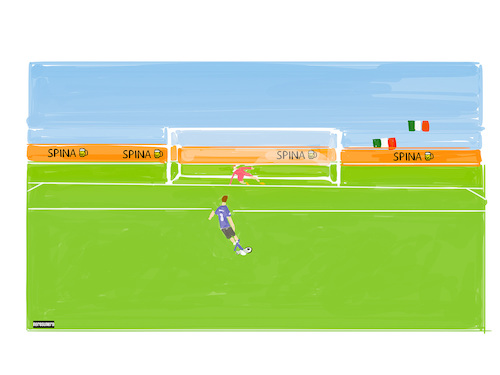 Cartoon: Goal alla Spina! (medium) by nerosunero tagged football,jorginho,italy,italia,euro,2020,spain,spinazzola,spina
