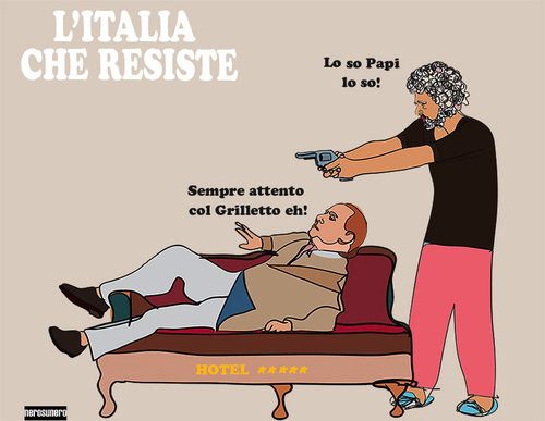 Cartoon: Padri e Figli. Fathers and Sons (medium) by nerosunero tagged grillo,berlusconi,italy,italians,elections