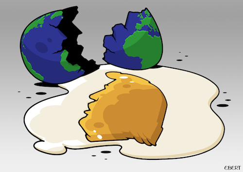 Cartoon: Broken egg (medium) by Enrico Bertuccioli tagged trump,donald,usa,us,egg,world,newworldorder,dominion,power,food,political,politicalcartoon,editorialcartoon,trump,donald,usa,us,egg,world,newworldorder,dominion,power,food,political,politicalcartoon,editorialcartoon