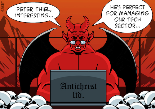 Cartoon: Diabolical busness (medium) by Enrico Bertuccioli tagged devil,antichrist,peterthiel,palantir,bigtech,hitech,hitechrevolution,artificialintelligence,marketing,technology,business,aibusiness,economy,money,power,control,aicontrol,newworldorder,political,politicalcartoon,politicalcartoons,editorialcartoon,editorialcartoons,devil,antichrist,peterthiel,palantir,bigtech,hitech,hitechrevolution,artificialintelligence,marketing,technology,business,aibusiness,economy,money,power,control,aicontrol,newworldorder,political,politicalcartoon,politicalcartoons,editorialcartoon,editorialcartoons