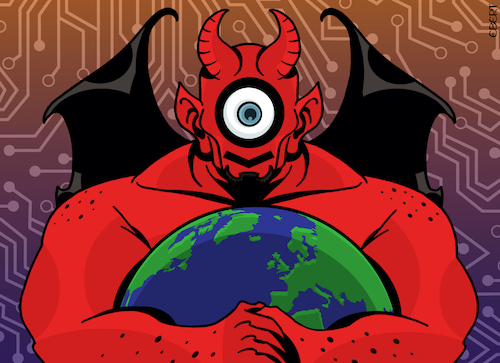 Cartoon: Technological Antichrist (medium) by Enrico Bertuccioli tagged palantir,peterthiel,technolgy,bigtech,technologicalrevolution,control,artificialintelligence,aicontrol,ai,bigdata,aibusiness,money,greed,evolution,devolution,technologicalprogress,energy,antichrist,marketing,newworldorder,political,politicalcartoon,politicalcartoons,editorialcartoon,editorialcartoons,palantir,peterthiel,technolgy,bigtech,technologicalrevolution,control,artificialintelligence,aicontrol,ai,bigdata,aibusiness,money,greed,evolution,devolution,technologicalprogress,energy,antichrist,marketing,newworldorder,political,politicalcartoon,politicalcartoons,editorialcartoon,editorialcartoons