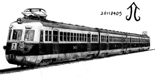 Cartoon: Japanese old train (medium) by Teruo Arima tagged japanese,train,rollingstock,railway,railroad