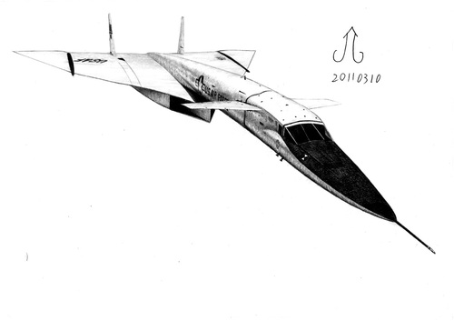 Cartoon: NorthAmerican XB-70 Valkyrie (medium) by Teruo Arima tagged aircraft,airplane,military,60s,war,bomber