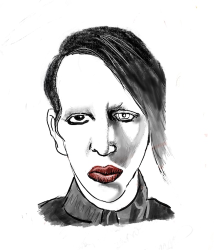Cartoon: Marilyn Manson (medium) by caminante tagged cantante,rock,singer,musician