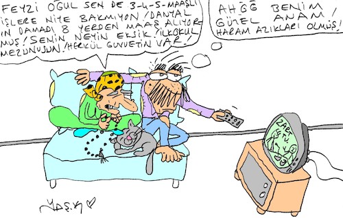 Cartoon: 5 salaries (medium) by yasar kemal turan tagged salaries