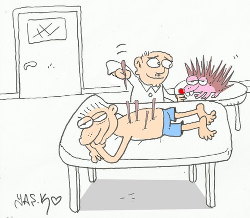 Cartoon: acupuncture (medium) by yasar kemal turan tagged acupuncture