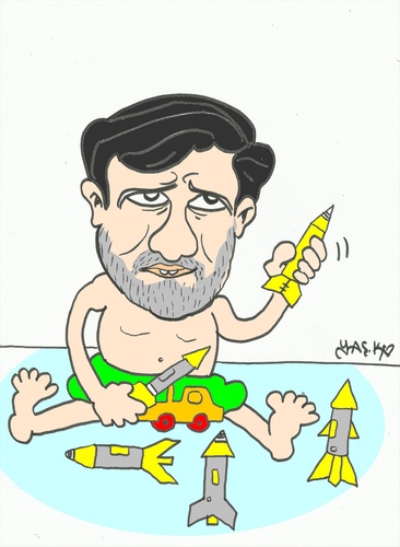 Cartoon: Ahmedi Nejat (medium) by yasar kemal turan tagged ahmedi,nejat,iran,nuclear,weapons,game