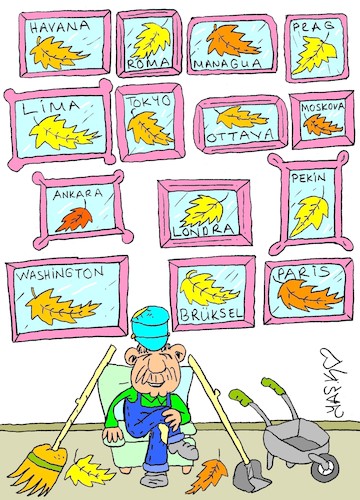Cartoon: all the leaves of the world (medium) by yasar kemal turan tagged all,the,leaves,of,world