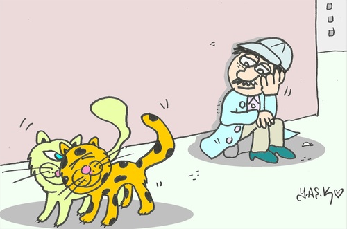 Cartoon: alone (medium) by yasar kemal turan tagged alone,love,cat,valentine,friend