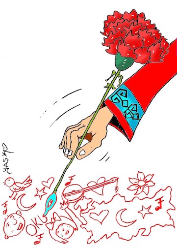 Cartoon: martyr teacher aybuke (medium) by yasar kemal turan tagged aybuke