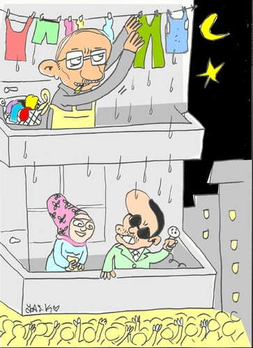 Cartoon: balcony speech (medium) by yasar kemal turan tagged turkey,erdogan,klctaroglu,speech,balcony
