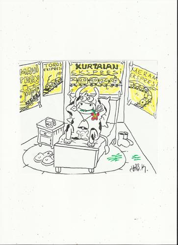 Cartoon: cow and train (medium) by yasar kemal turan tagged train,and,cow