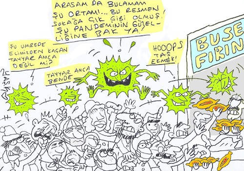 Cartoon: curfew (medium) by yasar kemal turan tagged curfew