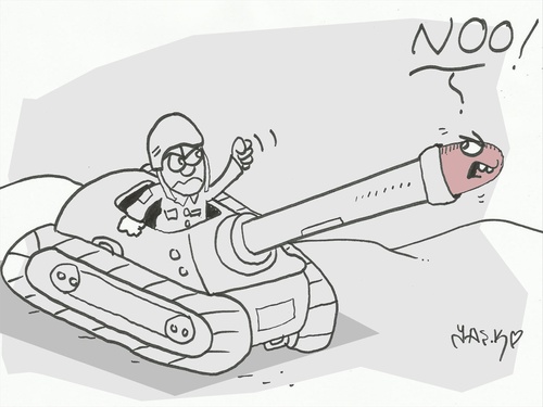 Cartoon: disobedient (medium) by yasar kemal turan tagged disobedient,war,love,peace,tank,bomb