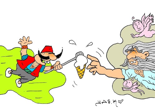 Cartoon: divine contact (medium) by yasar kemal turan tagged divine,contact