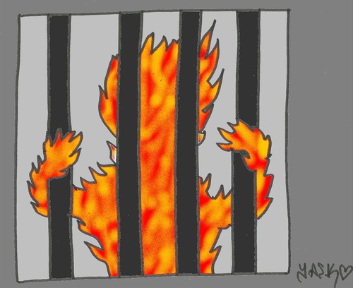 Cartoon: Honduras prisoners (medium) by yasar kemal turan tagged rights,human,fire,prison,prisoners,honduras,fascism