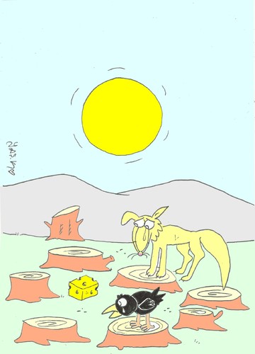 Cartoon: human factor (medium) by yasar kemal turan tagged love,nature,cheese,crow,fox,factor,human